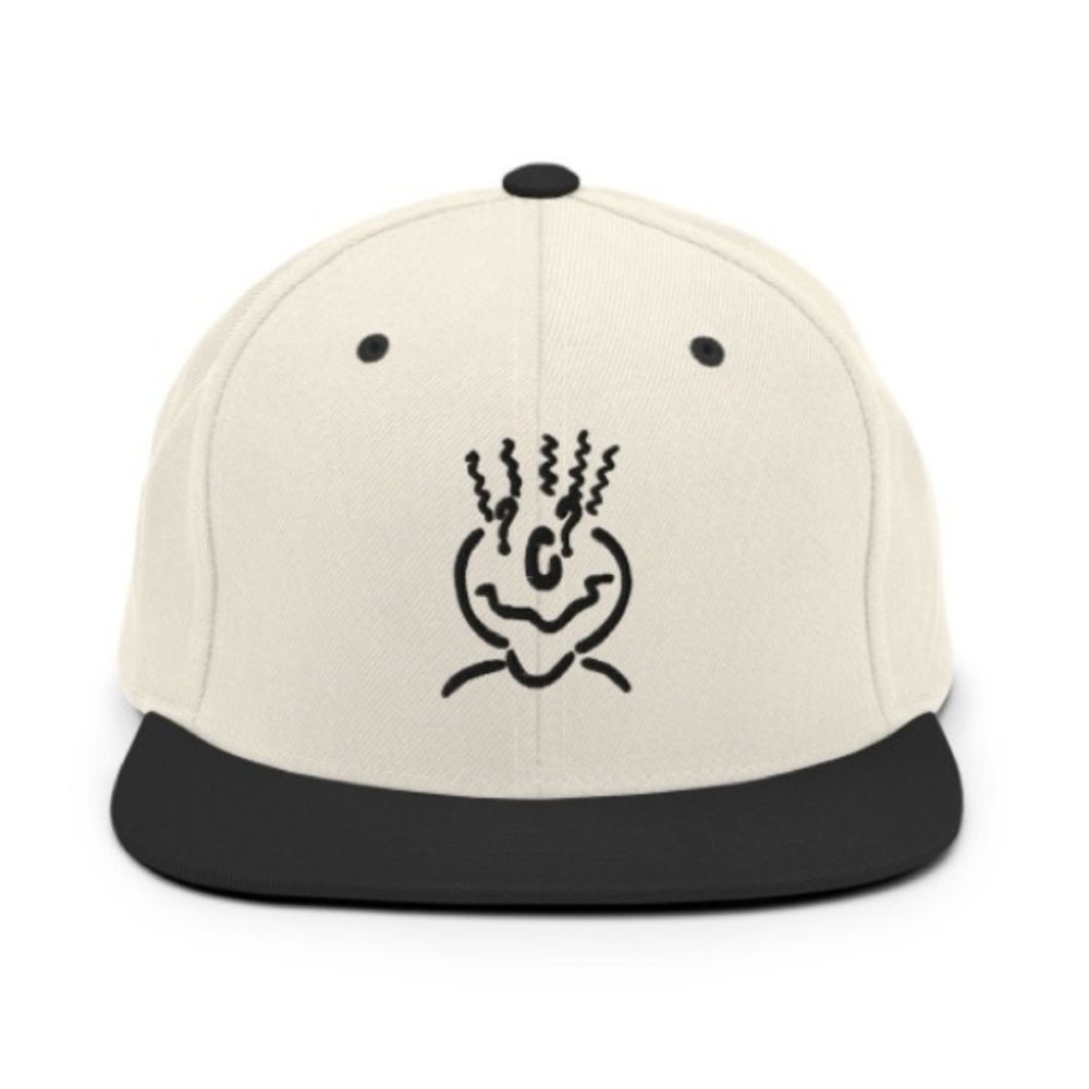 Cream and Black Graphic Cap